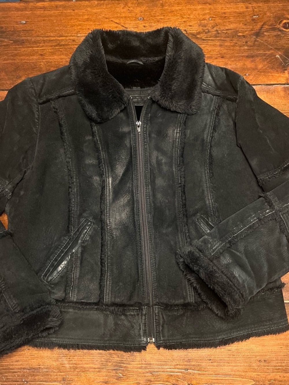 Black Suede Zip Front Jacket